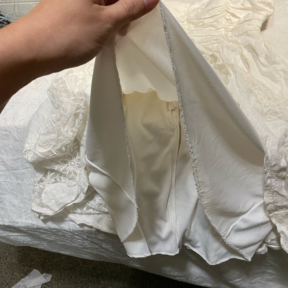 Lace Embroidered Mini Dress Vintage Style Strapless Ruched Top Fitted Flare J 11 - Picture 7 of 14